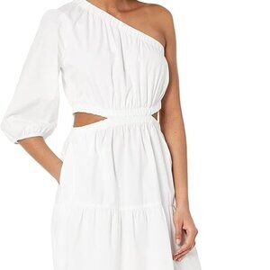 The Drop -April One Shoulder Cut Out Tiered Midi Dress